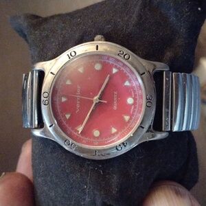 2/$20 😉Vernier Silver/Red Stainless Steel Men's Watch